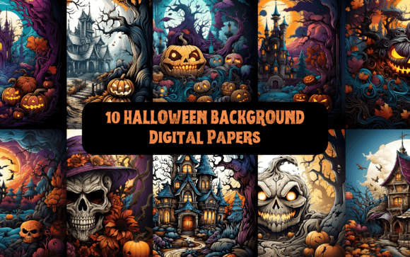 10 Halloween Backgrounds Digital Papers for Seasonal Design