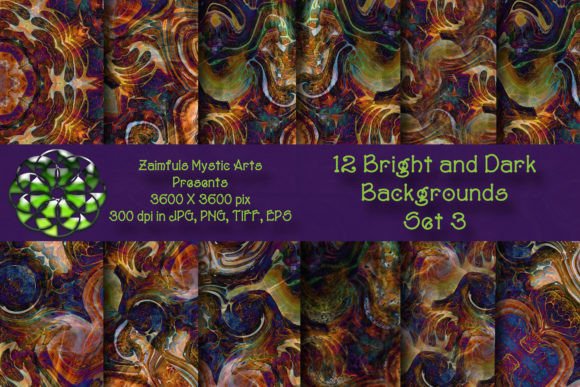 12 Bright and Dark Backgrounds #3 for Sublimation and Design