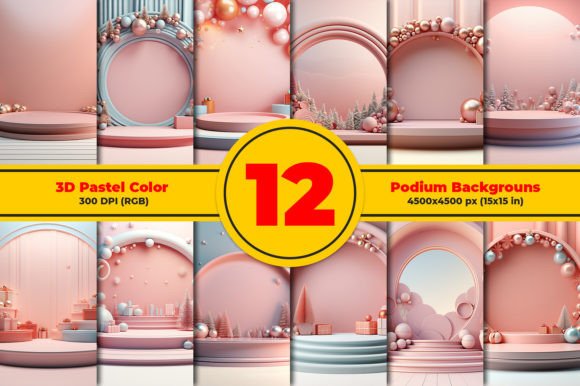 3D Pastel Color Podium Backgrounds: Versatile Design Assets