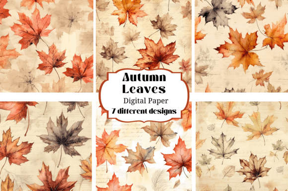Autumn Leaves Digital Paper: 7 Designs for Your Projects