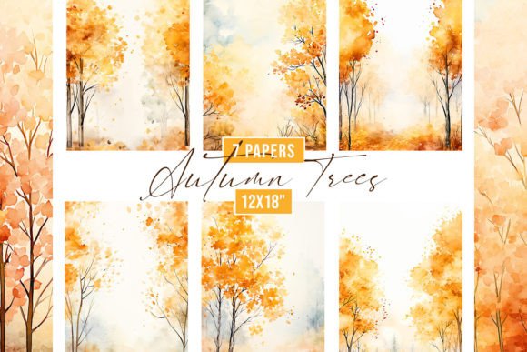 Capture the Season with Watercolor Autumn Trees Backgrounds