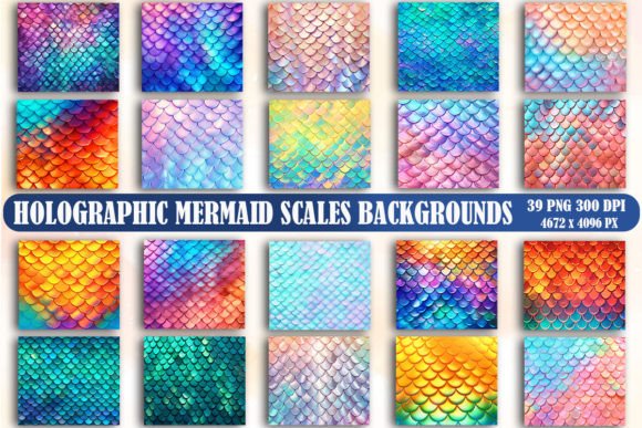 Enchanting Holographic Mermaid Scales Backgrounds for Design
