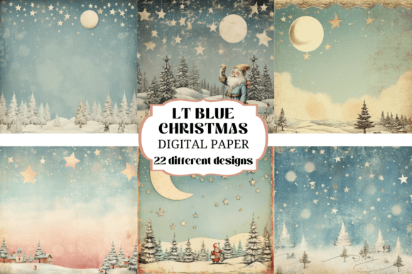 Light Blue Shabby Christmas Backgrounds: Your 22-Piece Digital Toolkit