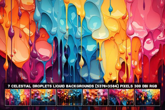 Unleash Creative Energy with 7 Abstract Whimsical Drips Backgrounds