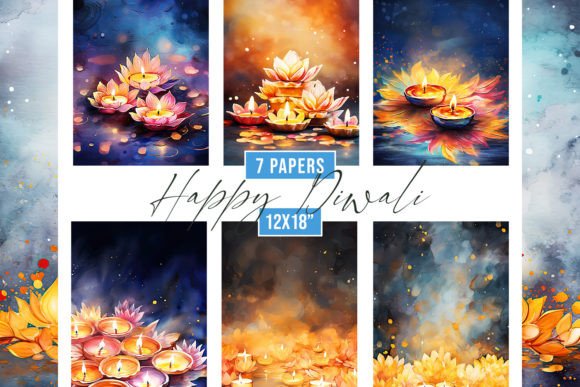 Watercolor Happy Diwali Backgrounds for Creative Projects